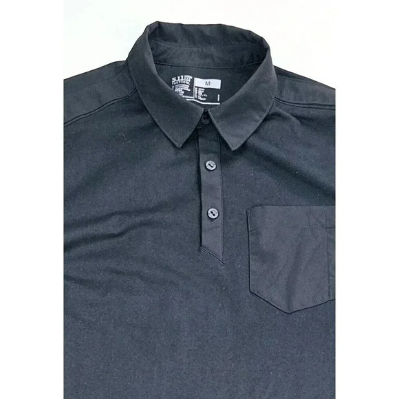 5.11 Tactical Men's Medium Black Short Sleeve Logo Tag Embossed Buttons Polo - Picture 11 of 11